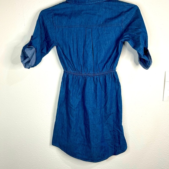 Speed Limit Girl’s Size 10 Chambray Shirt Dress Denim Roll Tab Casual School - Picture 4 of 8